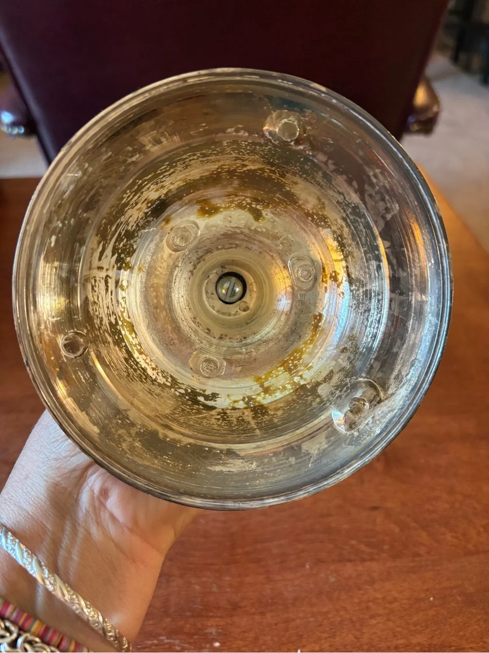 Silver Plated 11” Candlestick with Natural Patina